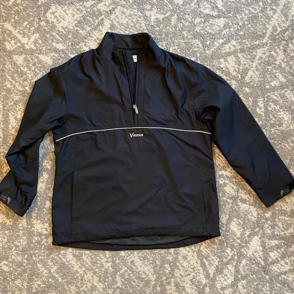 Black Minnesota Vikings quarter zip Windbreaker, Mens XL